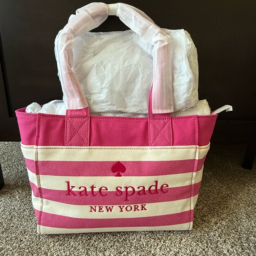 Kate Spade Pink and Cream Striped Tote Bag